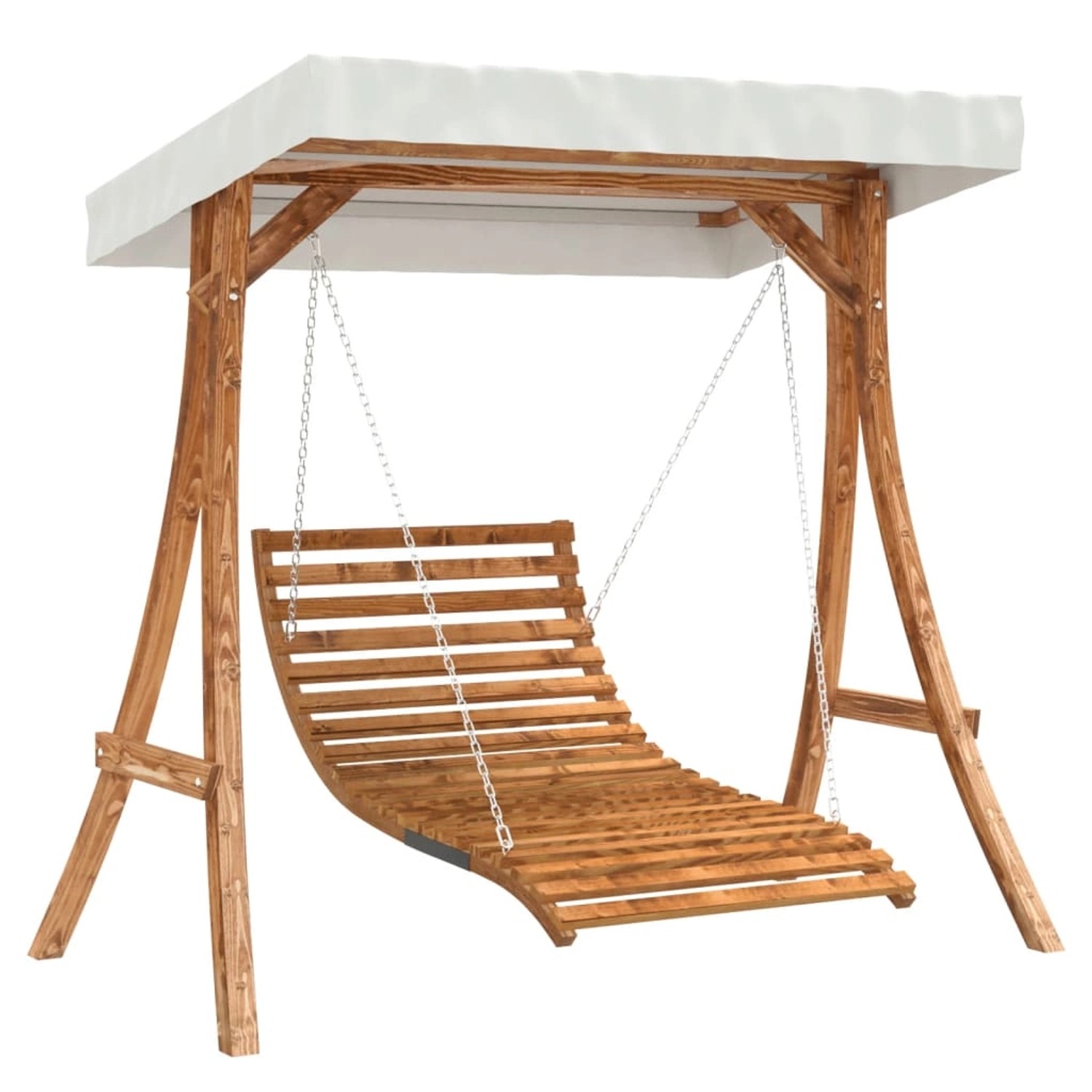 vidaXL Hollywoodschaukel mit Dach Massivholz Fichte mit Teak-Finish 3200625 günstig online kaufen