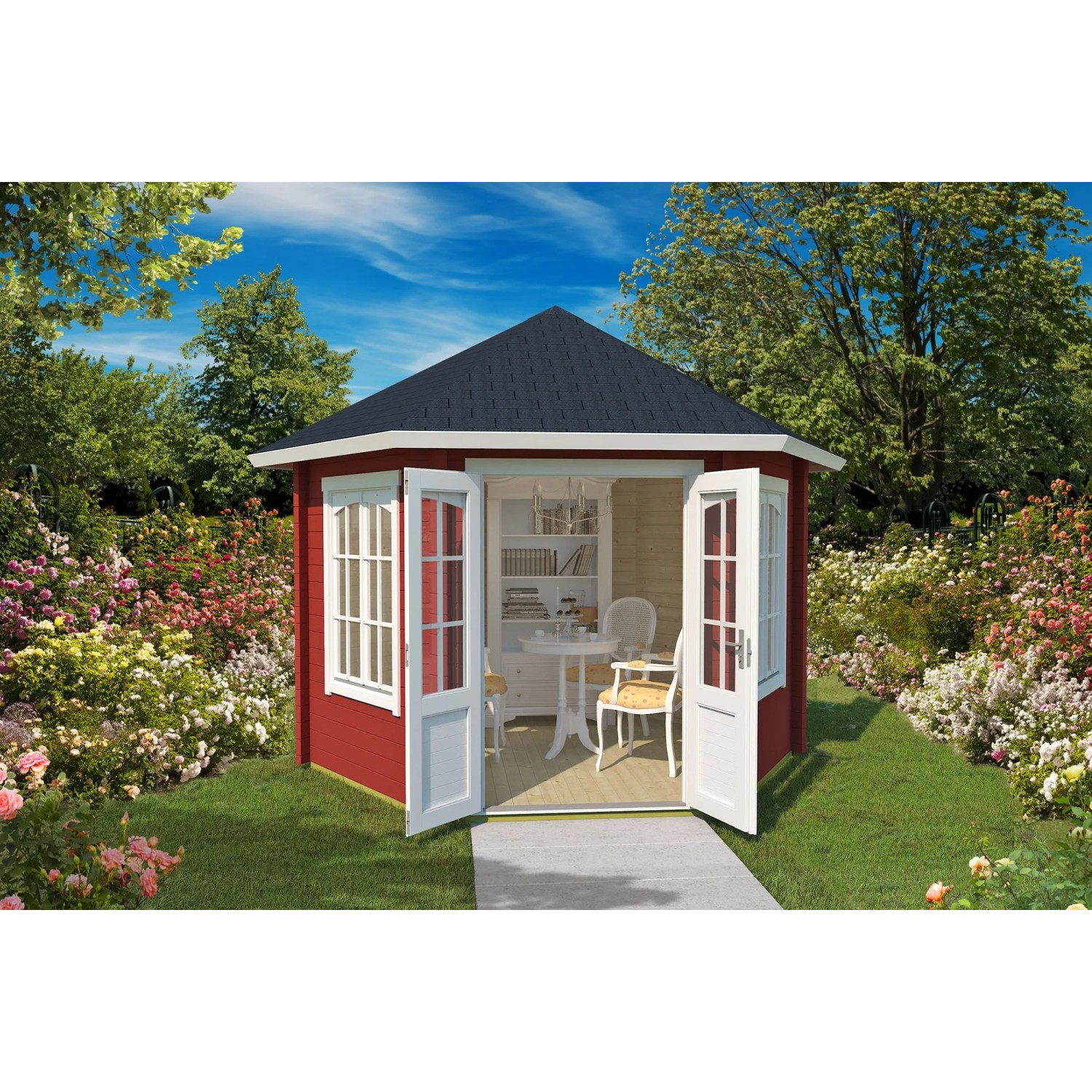 Lasita Pavillon Rivera 44 Schwedenrot 350 cm x 303,1 cm