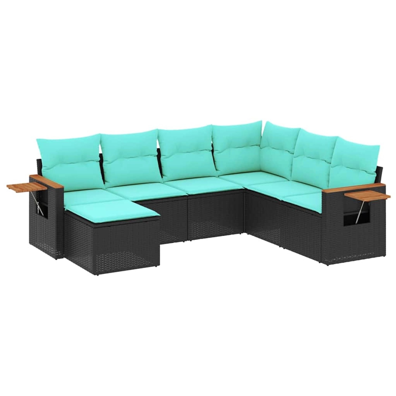 vidaXL 7-Tlg Garten-Sofagarnitur mit Kissen Schwarz Poly Rattan 3227044 günstig online kaufen