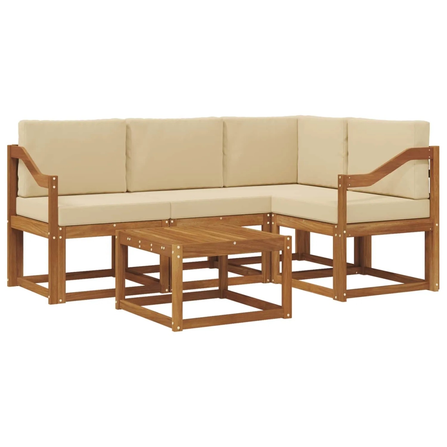 vidaXL Outdoor-Sofagarnitur mit Kissen 5 Stk Natur und Beige 3366376