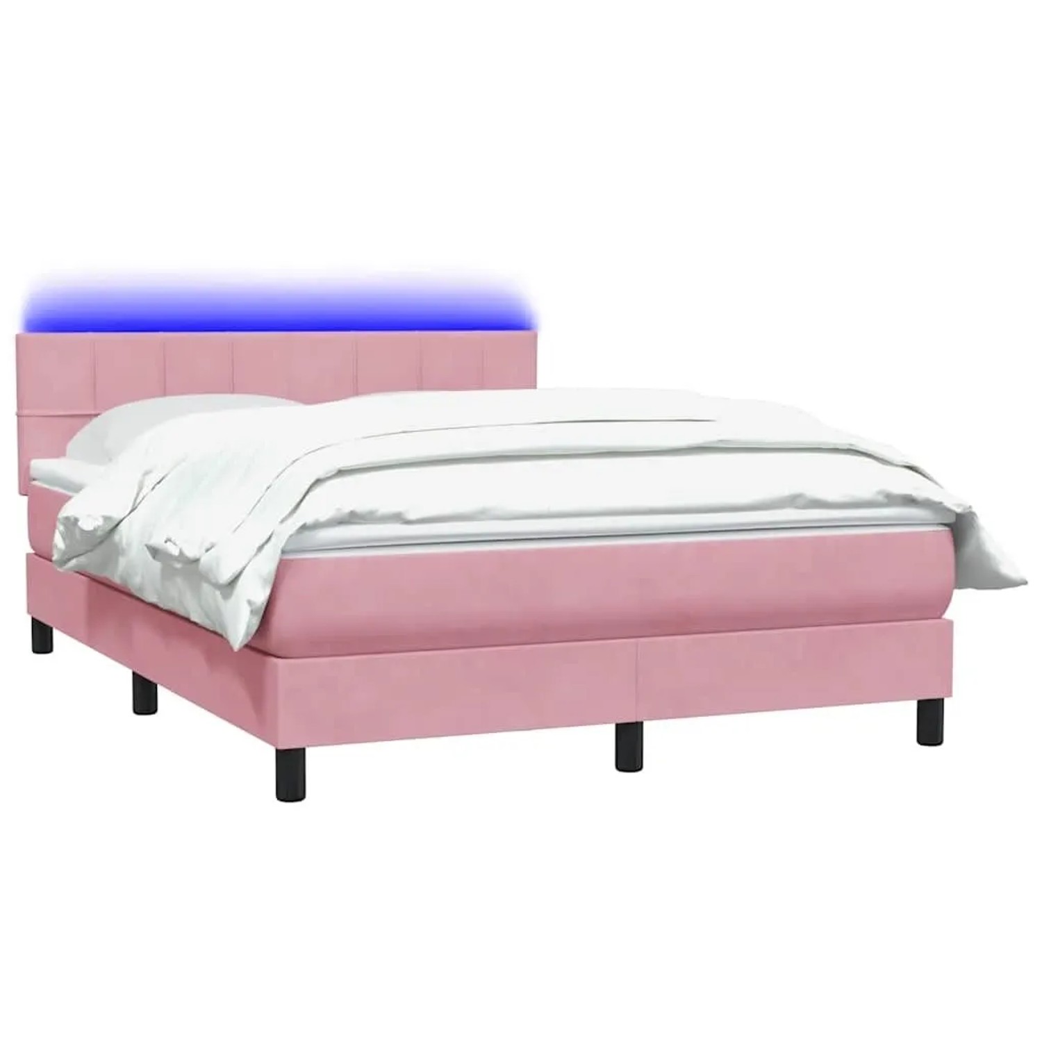 vidaXL Boxspringbett mit Matratze & LED Rosa 140x210 cm Samt 3316886 günstig online kaufen
