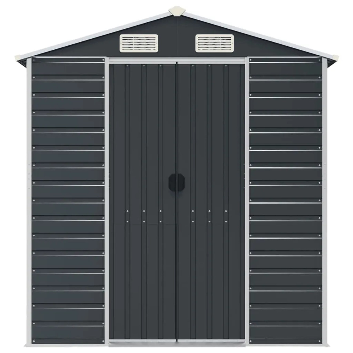 vidaXL Gerätehaus, anthrazitfarben, 191x130x198 cm, aus verzinktem Stahl.