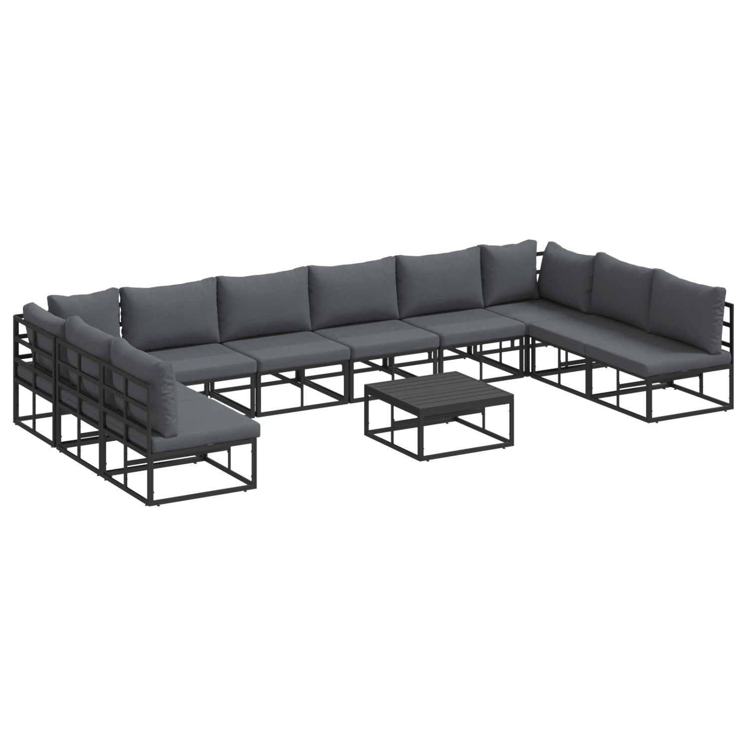 vidaXL Garten-Sofa-Set mit Kissen 11-Tlg Schwarz Aluminium 3378903 günstig online kaufen