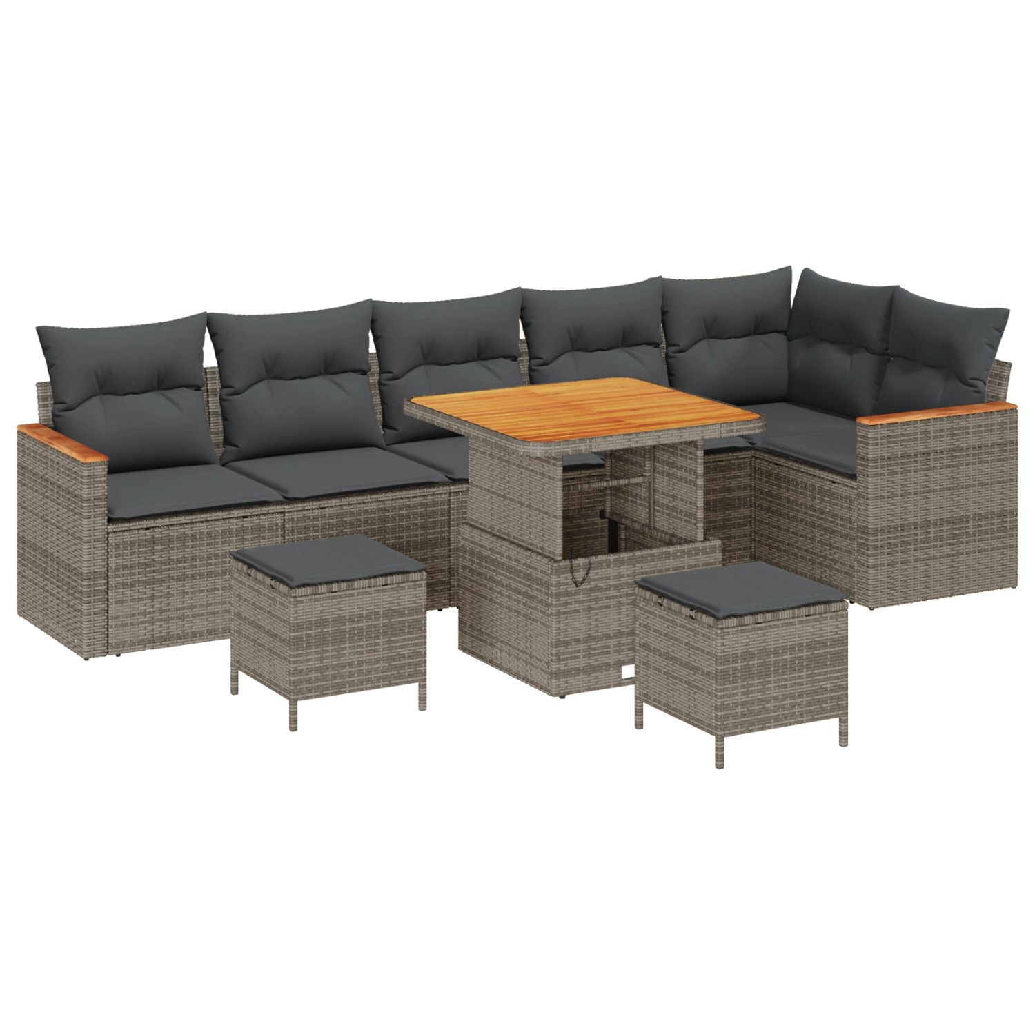vidaXL Garten-Sofa-Set mit Kissen 9-Tlg Grau Poly Rattan 3363063 günstig online kaufen