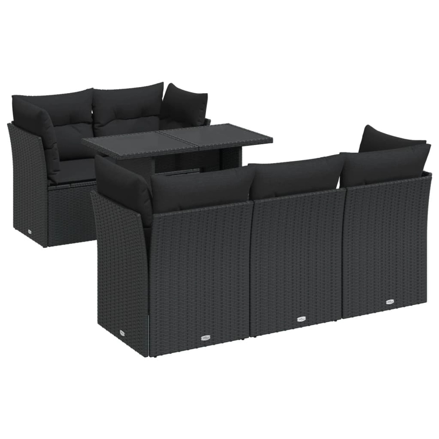 vidaXL 6-Tlg Garten-Sofagarnitur mit Kissen Schwarz Poly Rattan 3326096 günstig online kaufen
