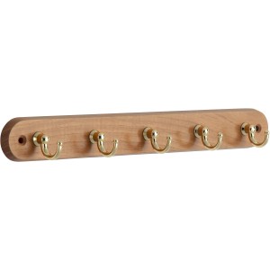 Siro Schlüsselleiste aus Eiche mit 5 Messinghaken, 300mm Garderobenleiste