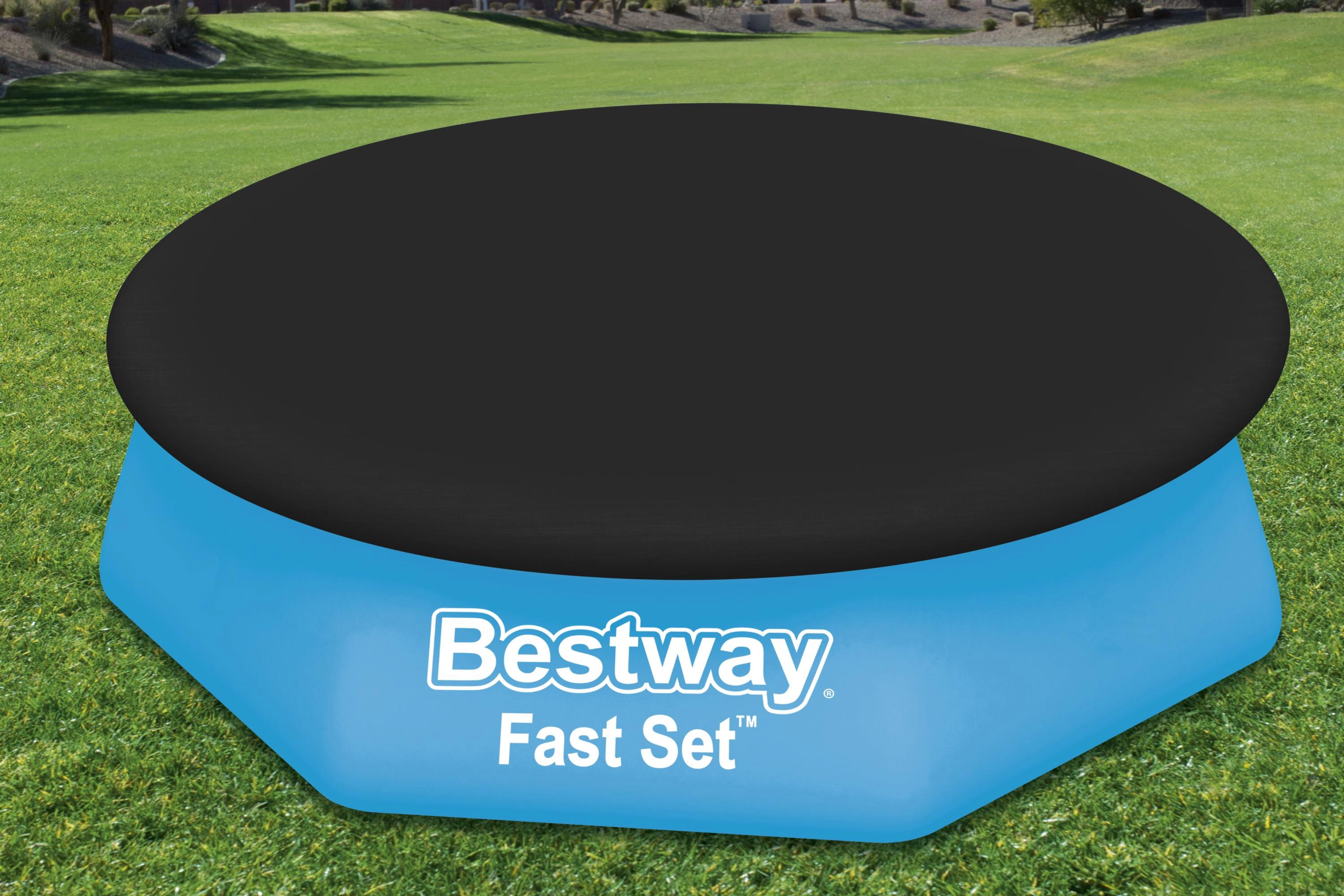 Bestway PVC-Abdeckplane für Fast Set Pool Ø 240 cm Schwarz rund