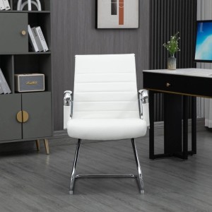 Weißer Svita Office Comfort Besucherstuhl Freischwinger aus Kunstleder mit Armlehnen im Büro. 2er Set Bürostühle.