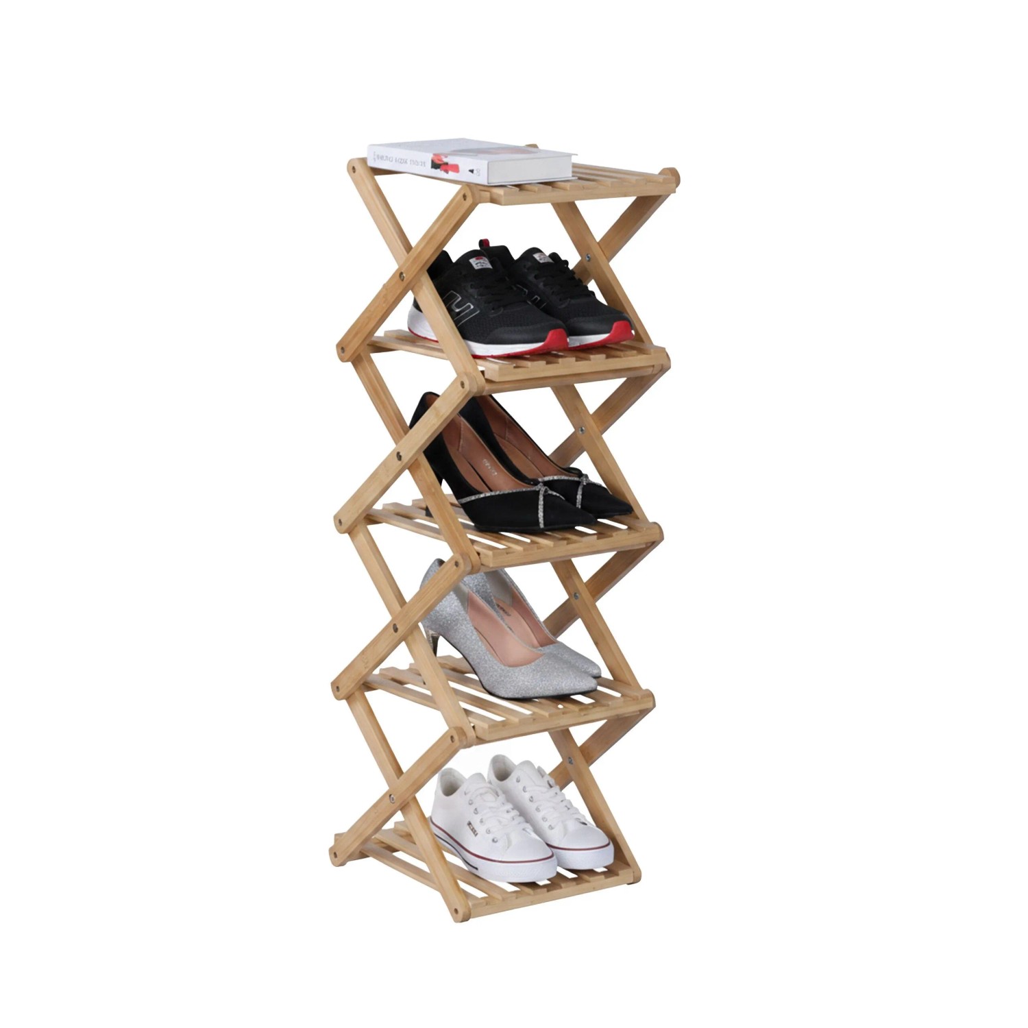 Relaxdays Schuhregal Bambus Natur Klappbar 84 cm x 28 cm x 28 cm
