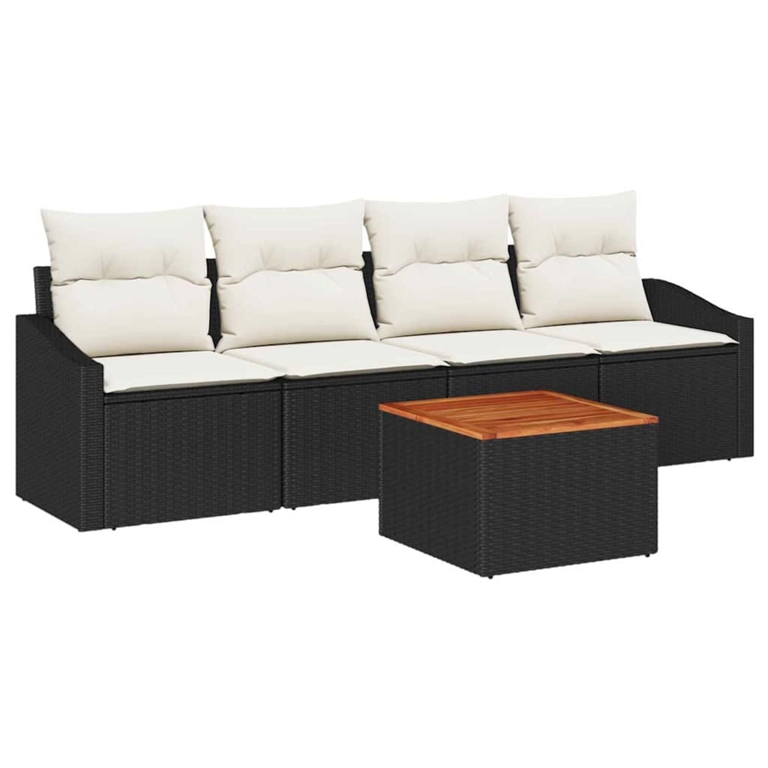 vidaXL Garten-Sofa-Set 5-Tlg Schwarz Weiß 3356430 günstig online kaufen