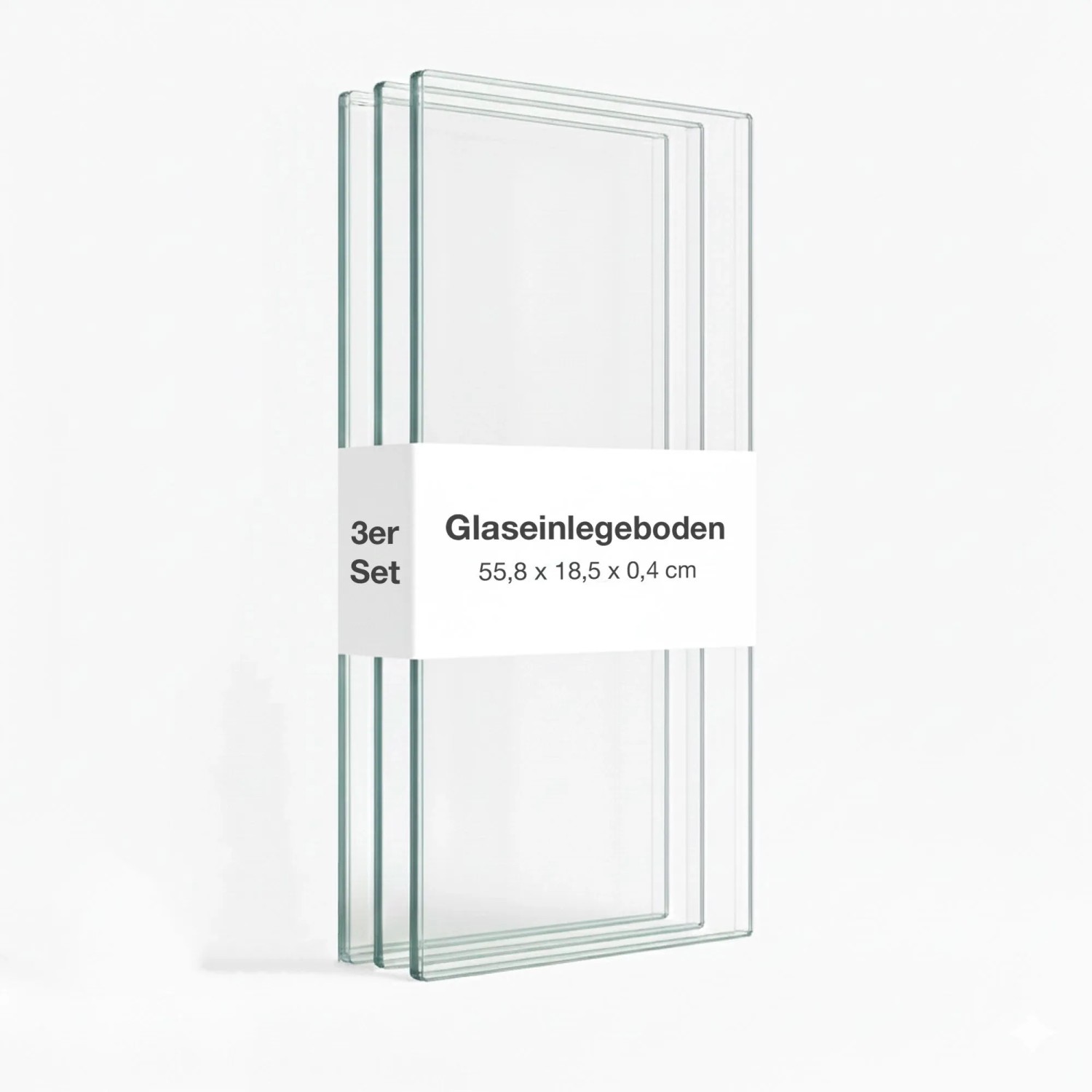 K-Möbel Glasboden-Erweiterungsset für Hängevitrine 3er Set ESG-Glas 55,8 x 18,6 cm inkl. Bodenträger