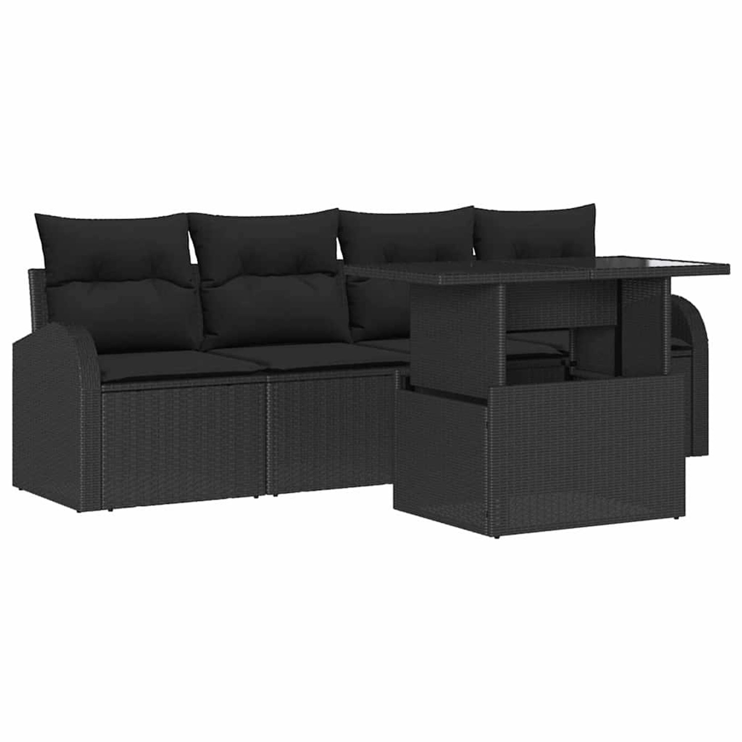 vidaXL Garten-Sofa-Set mit Kissen 5-Tlg Schwarz Poly Rattan 3348549 günstig online kaufen