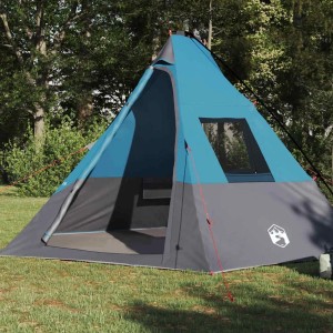 vidaXL Tipi Zelt mit Dach mit Speicher Blau 383 x 338 x 217 cm Taft 42001167