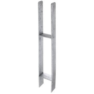 Feuerverzinkter Alberts H-Pfostenträger, 111x300/800x60 mm, zum Einbetonieren.