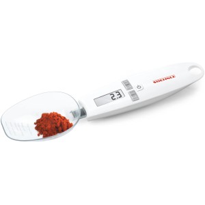 Soehnle Cooking Star Feinwaage: Digitale Löffelwaage mit rotem Gewürz im transparenten Löffel.