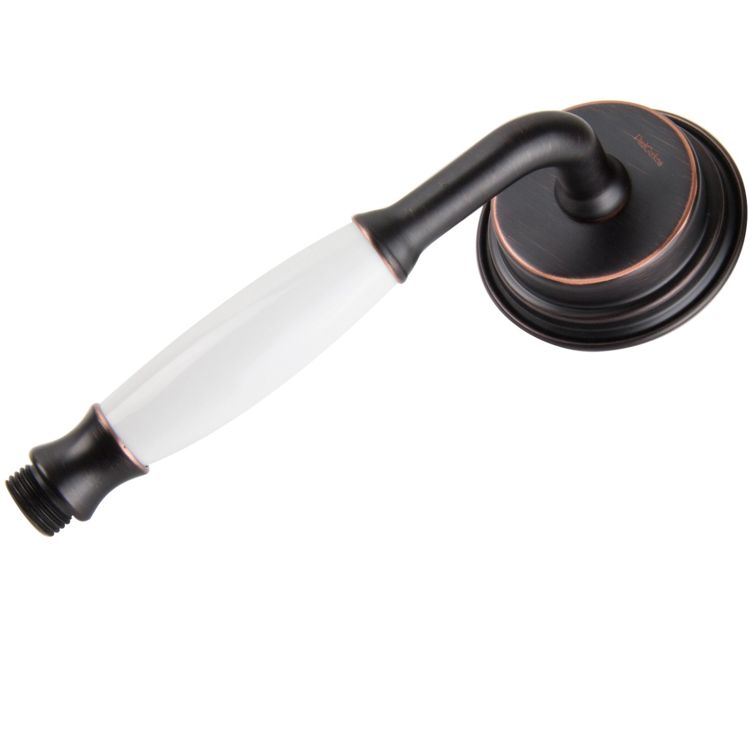 Handbrause im Retro-Design, Teil des PaulGurkes Aufputzsets in Schwarz mit Keramikgriff.