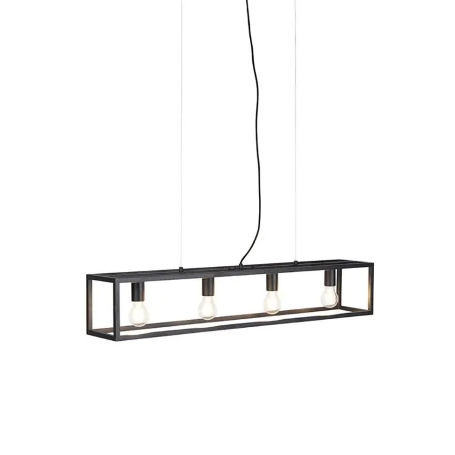 QAZQA Smarte Industrielle Pendelleuchte Schwarz inkl  4 WiFi A60 Cage