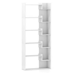 Costway 6-stöckiges Bücherregal Holzregal mit 2 Kippsicherungen Weiß