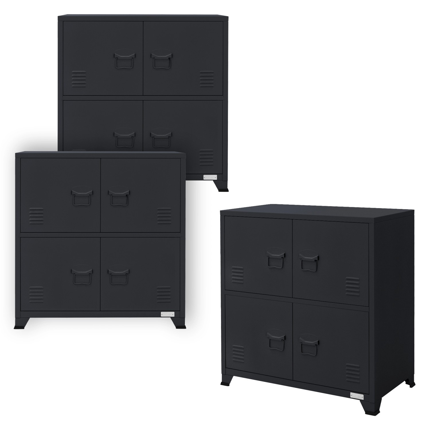 ML-Design 3Er Aktenschrank 75x40x80,5cm Anthrazit Stahl Freistehender