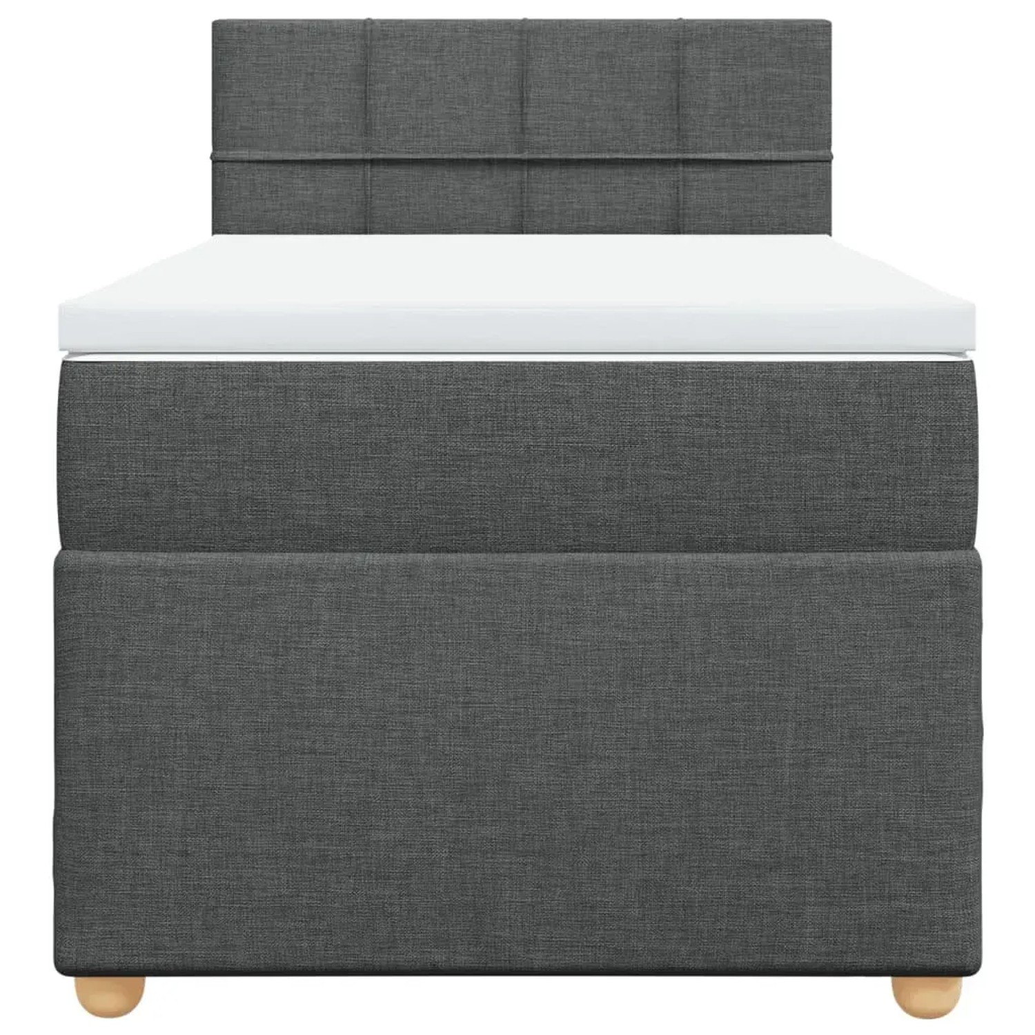 Boxspringbett dunkelgrau 80x200 cm mit Matratze und Topper.