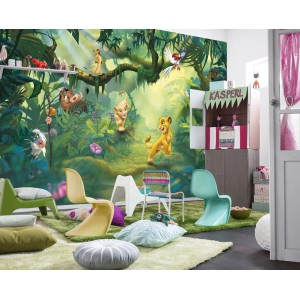 Disney Fototapete "Dschungel des König der Löwen" im Kinderzimmer, grüne Dschungel-Szene.
