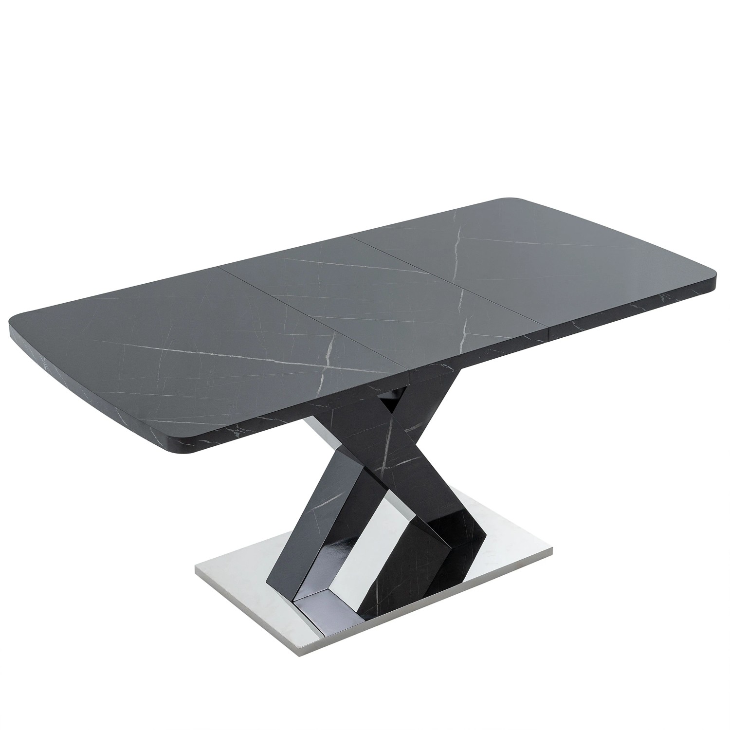 okwish Esstisch Rechteckig Ausziehbar mit X-Förmige Tischbeine 160 × 80 cm Schwarz