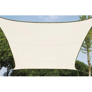 Rechteckiges, cremefarbenes Perel Sonnensegel 4x3m für den Garten.