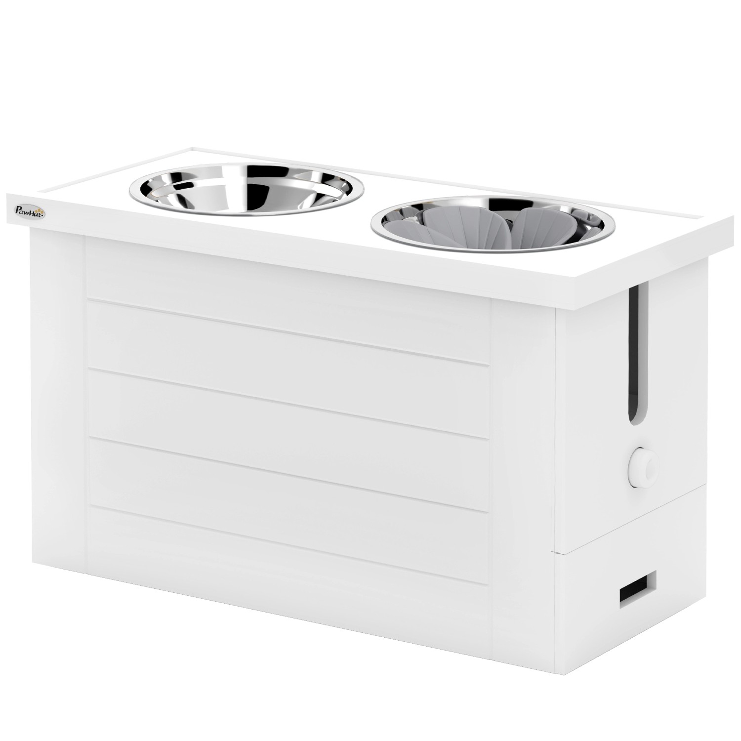 PawHut Hundenapf Höhenverstellbar MDF Stahl Weiß 60L x 30B x 35H cm