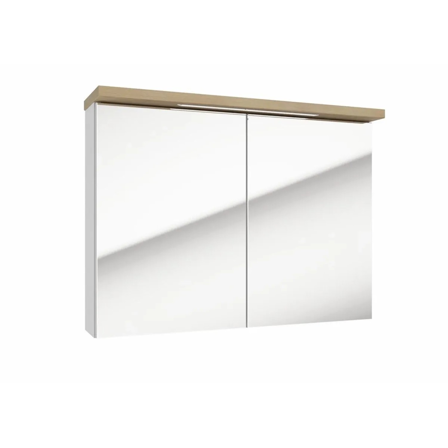 Swiss Aqua Technologies Spiegelschrank mit LED Beleuchtung und Steckdose 80x60CM Weiß Holz