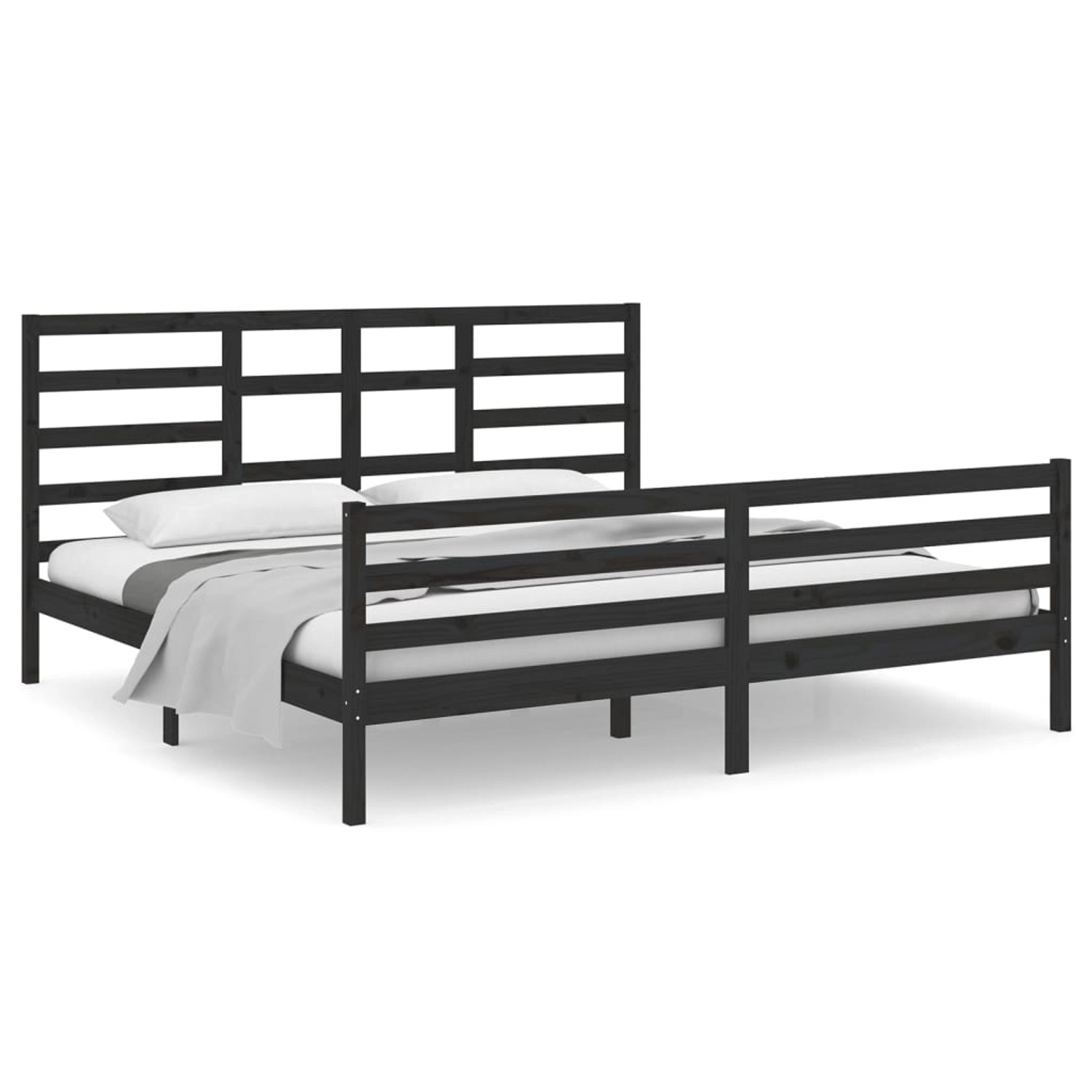 vidaXL Massivholzbett Schwarz 200x200 cm1084463 günstig online kaufen