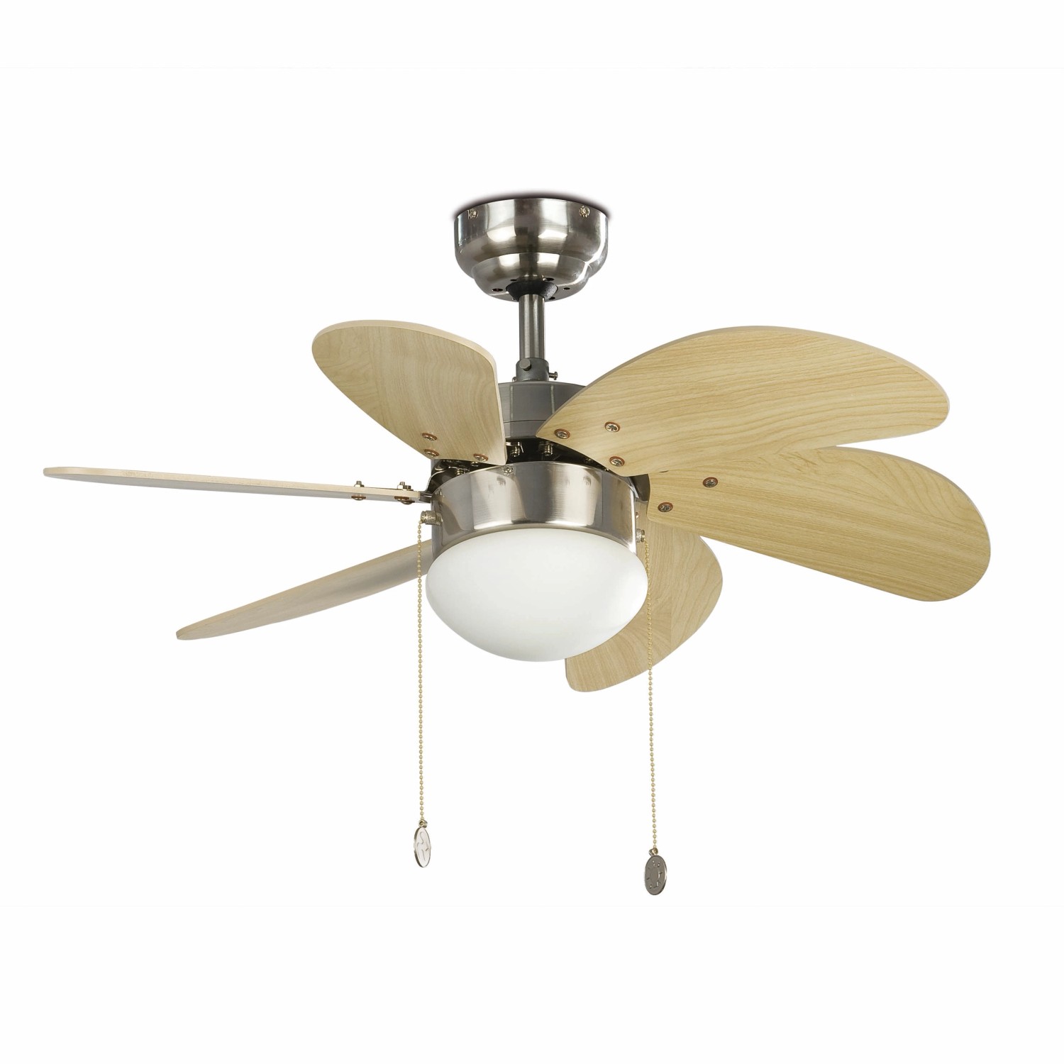 FARO Deckenventilator mit Beleuchtung und Zugketten Palao Nickel 81 cm günstig online kaufen