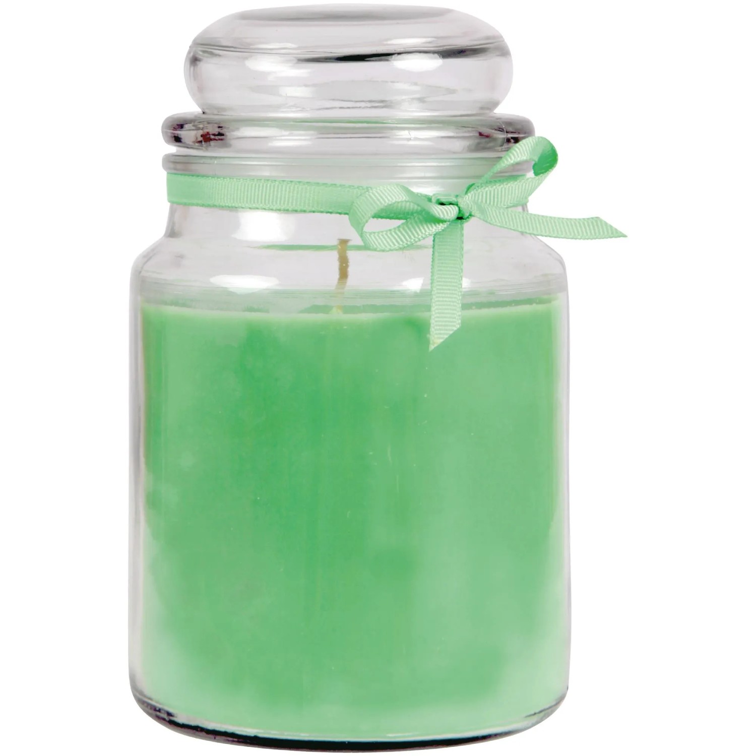HS Candle Duftkerze Coconut Limes im Glas (Ø10cm) mit grünem Wachs und Schleife.