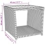 Grauer vidaXL Gartentisch aus Rattan und Akazienholz, Teil eines 3-tlg. Lounge-Sets.