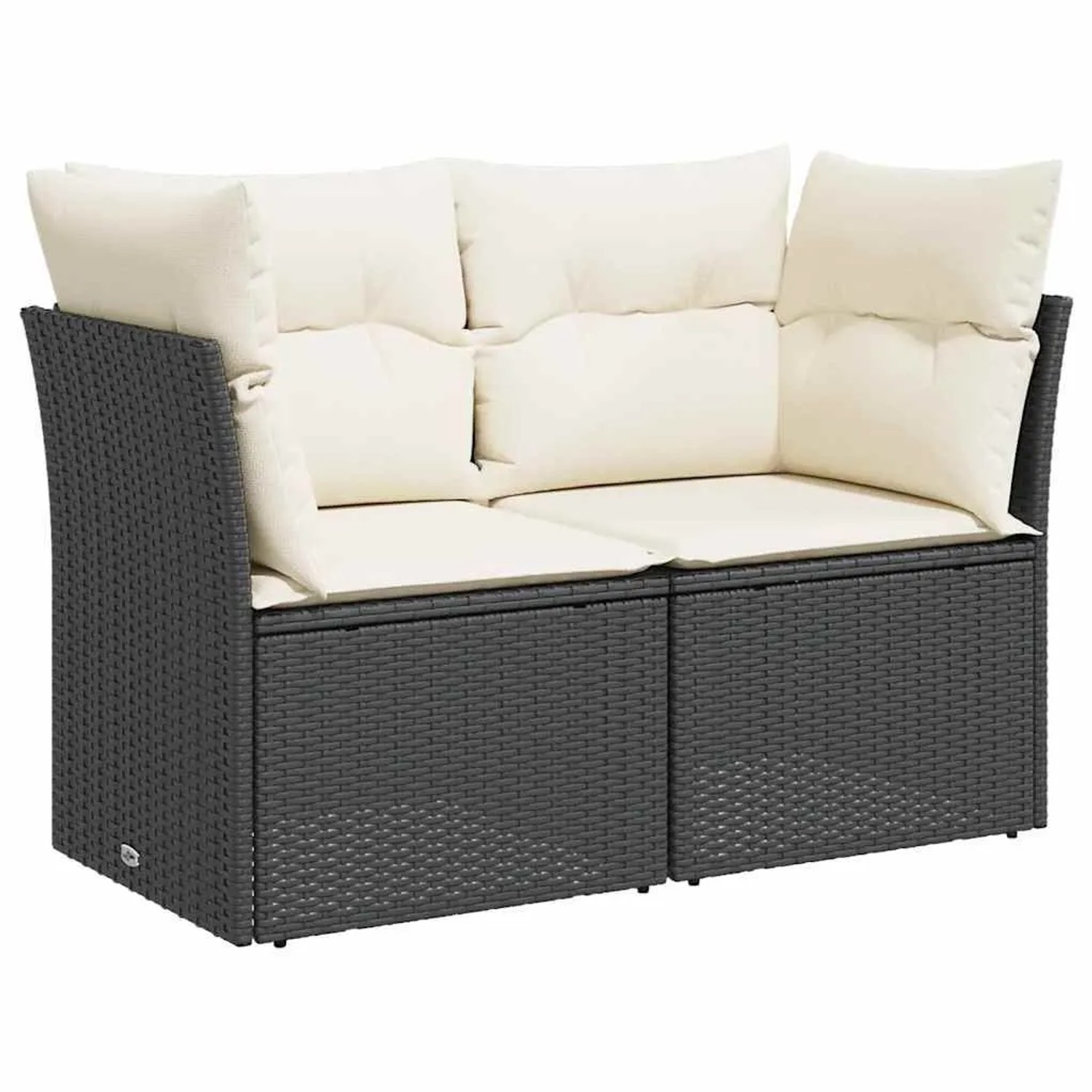vidaXL Gartensofa mit Kissen 2-Sitzer Schwarz Poly Rattan 365998