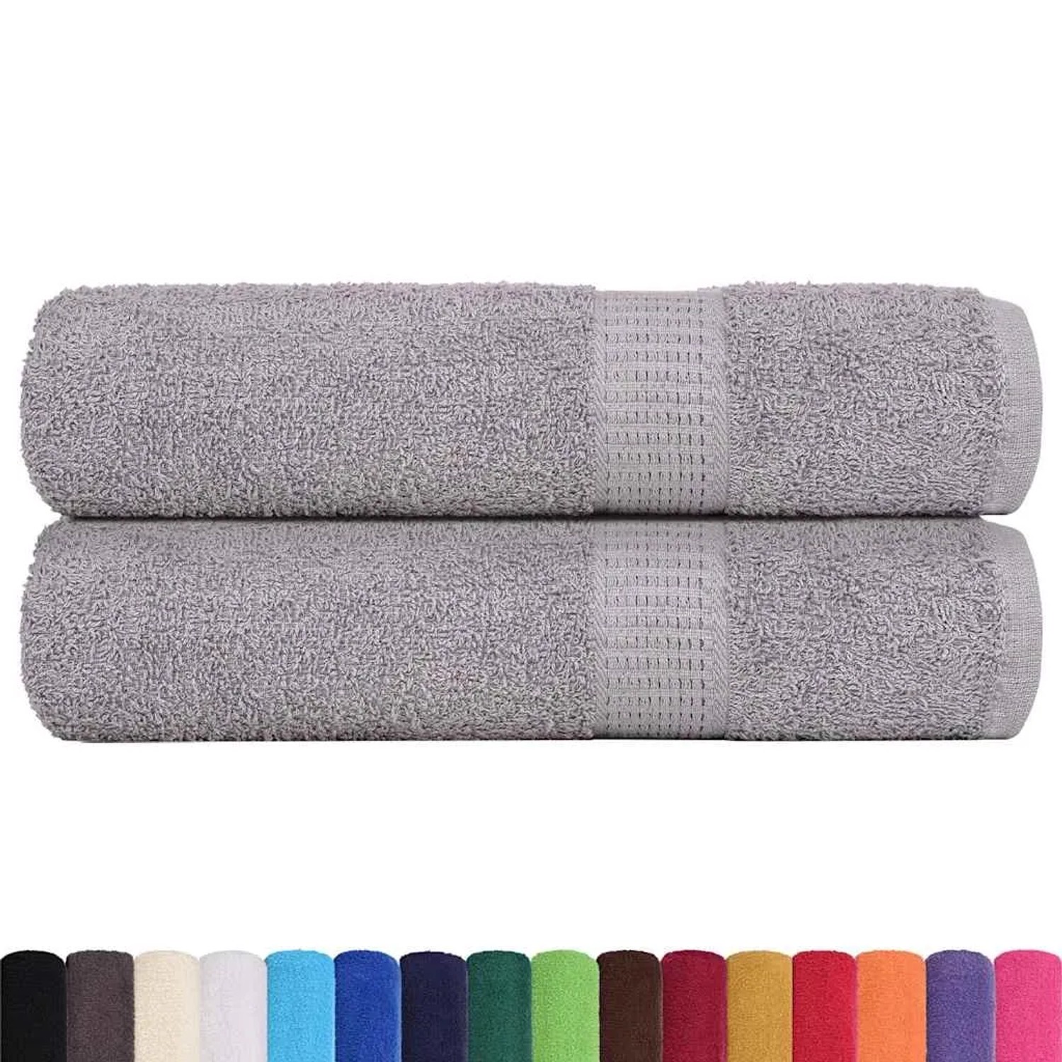 vidaXL Duschtücher 2 Stk Grau 70x140 cm 360 g/m² 100% Baumwolle 136833