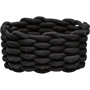 Schwarzer Korb Fellone von Kleine Wolke in Strickoptik zur Aufbewahrung von Badutensilien.