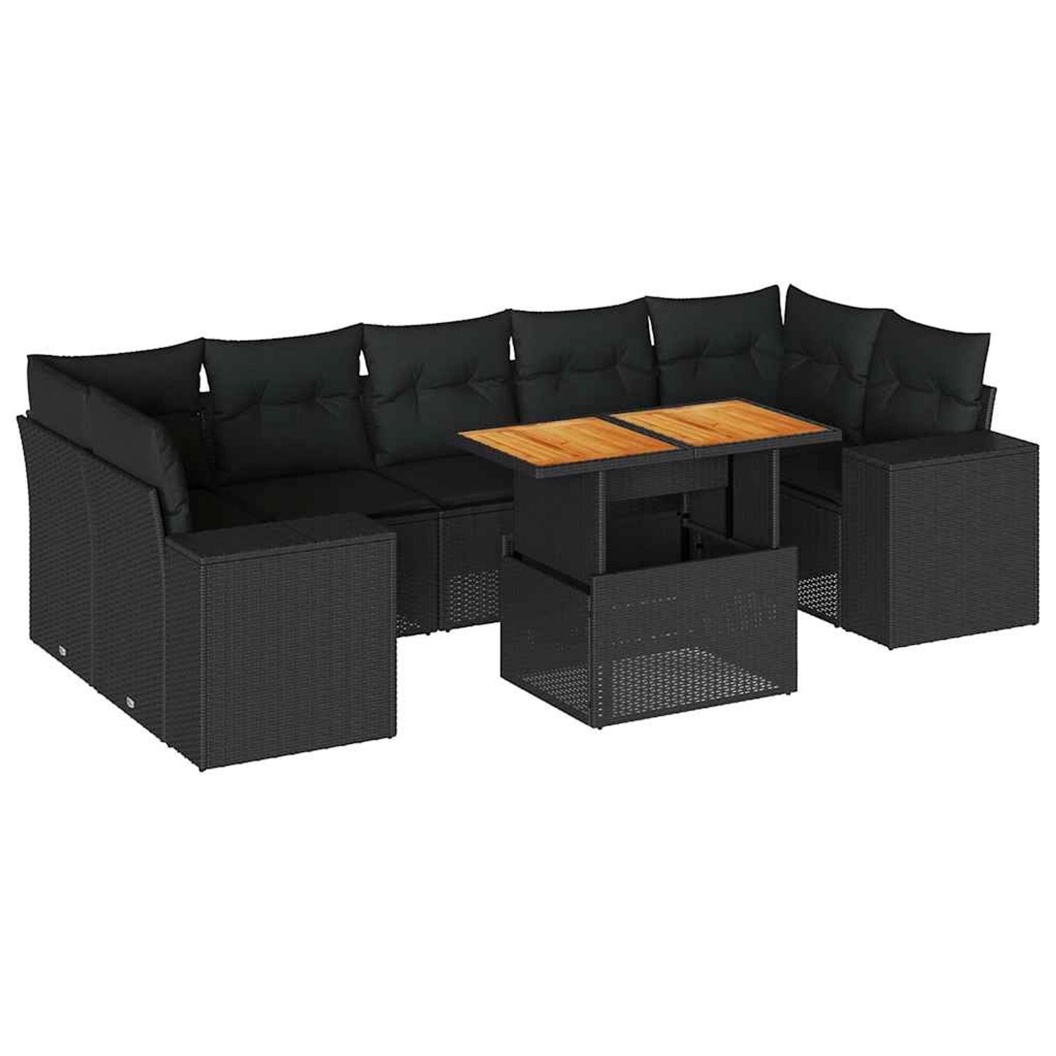 vidaXL 8-Tlg Garten-Sofagarnitur mit Kissen Schwarz Poly Rattan 3327345 günstig online kaufen