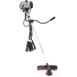 Al-Ko Benzinmotorsense BC 500 B mit Tragegurt und Bike-Griff für komfortables Arbeiten.