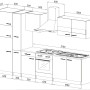 Skizze der Respekta Küchenzeile KB300ESSCGKE, 300 cm, Schwarz und Eiche Sägerau Nachbildung.
