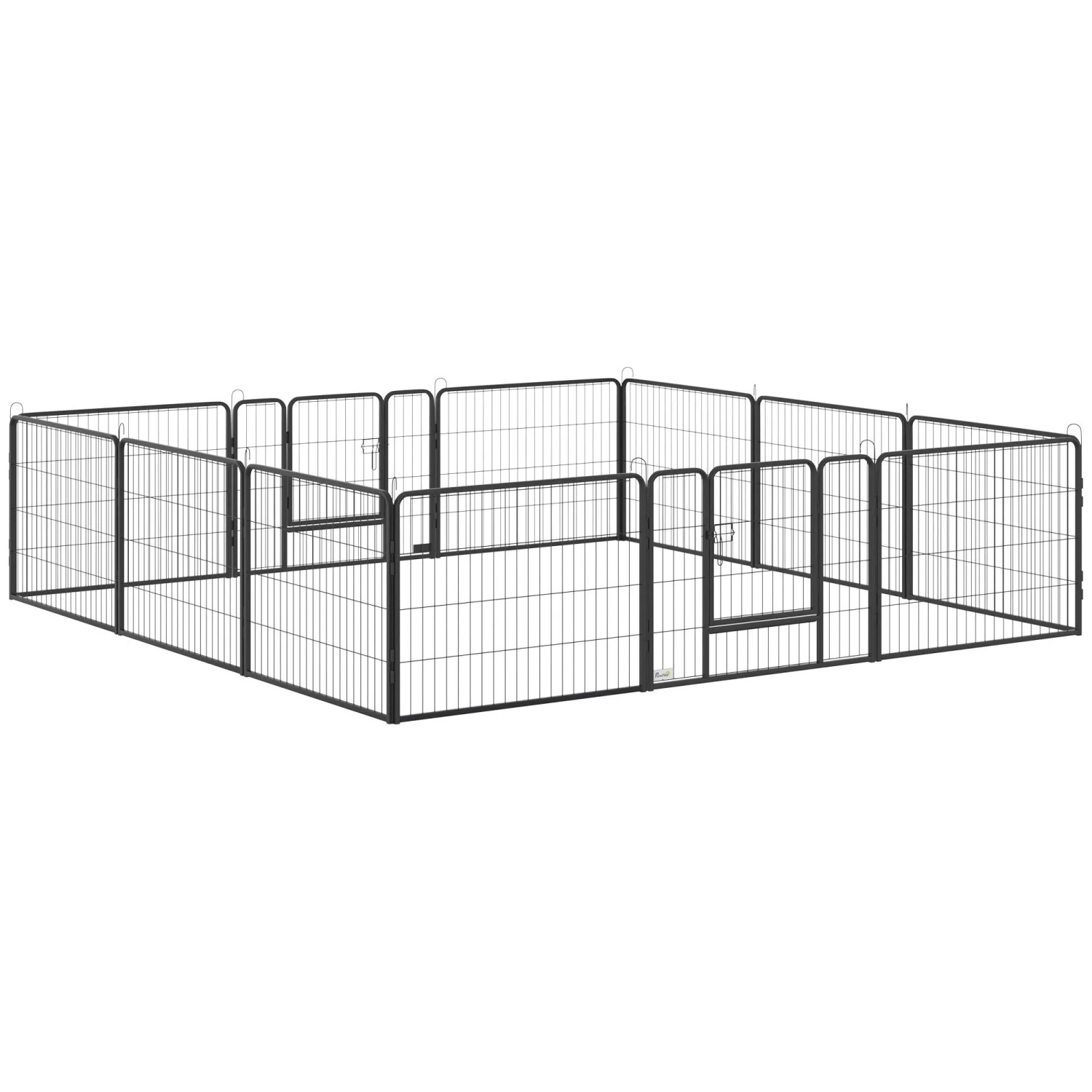 PawHut Freilaufgehege  60 cm Hoch mit Tür 12 Paneelen für Outdoor