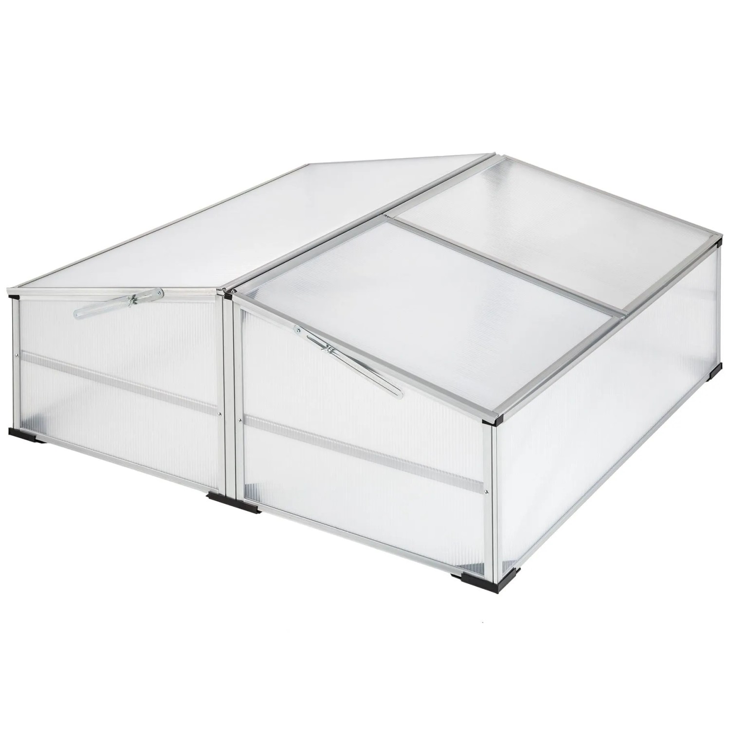 Tectake Doppel Frühbeet  Aus Aluminium Witterungsbeständig 102 x 102 x 41   31 cm 102 x 102 x 31 cm Transparent
