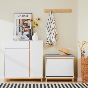 SoBuy Schuhkipper Schuhbank mit Klappe Dielenbank mit Sitzkissen FSR191-WN