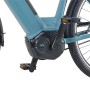 Detailaufnahme: Blaues Prophete City E-Bike Geniesser 3.9 mit Mittelmotor und Pedal.