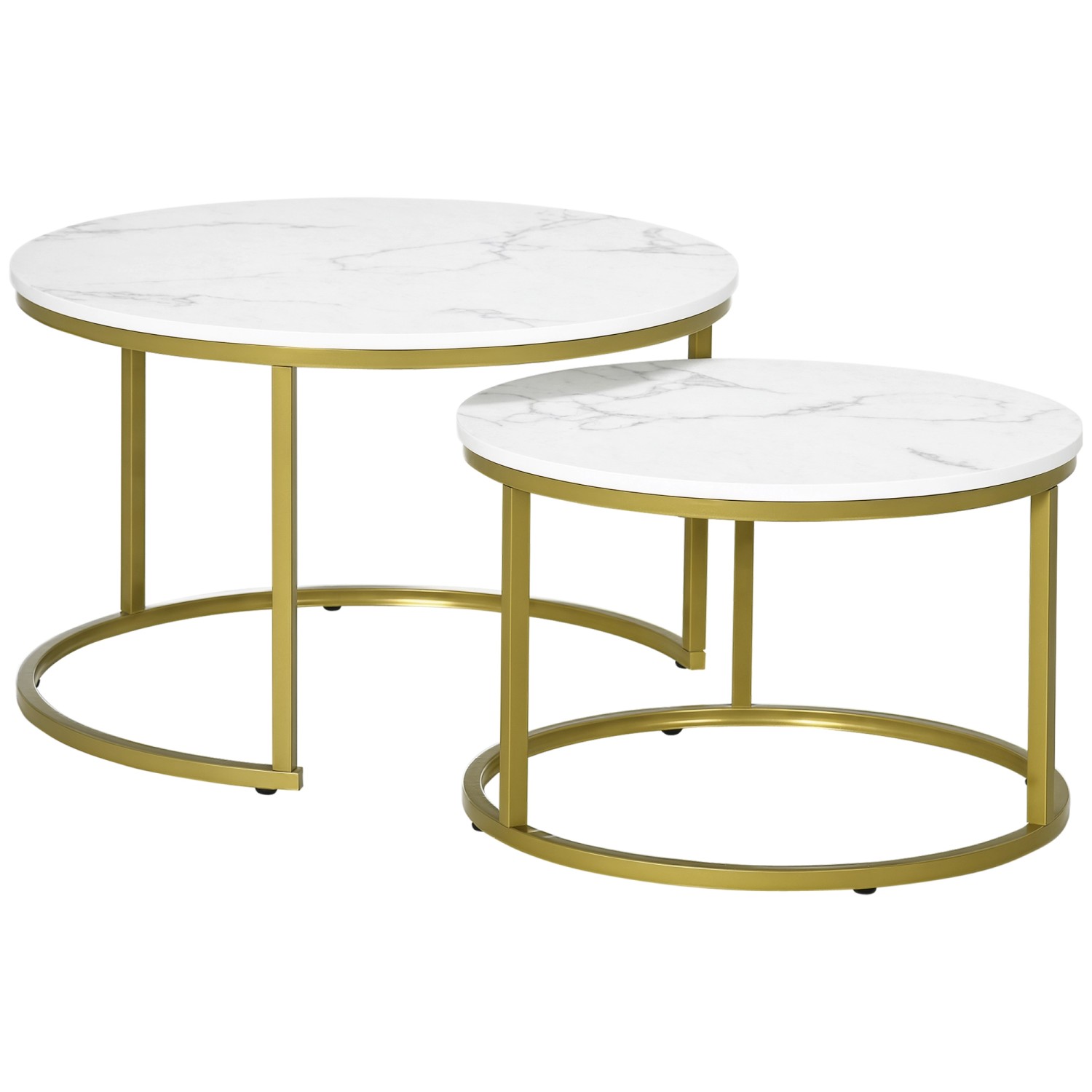 HOMCOM Couchtisch Set  Stahl Spanplatte Weiß 74L x 74B x 46,3H cm günstig online kaufen