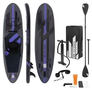 ECD Germany Aufblasbares Stand Up Paddle Board mit Sitz, 320cm, schwarz, mit Paddel, Pumpe und Zubehör.