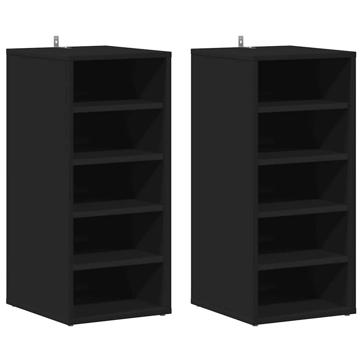 vidaXL Schuhschränke 2 Stk Schwarz 31,5x35x70 cm Holzwerkstoff 808984 günstig online kaufen