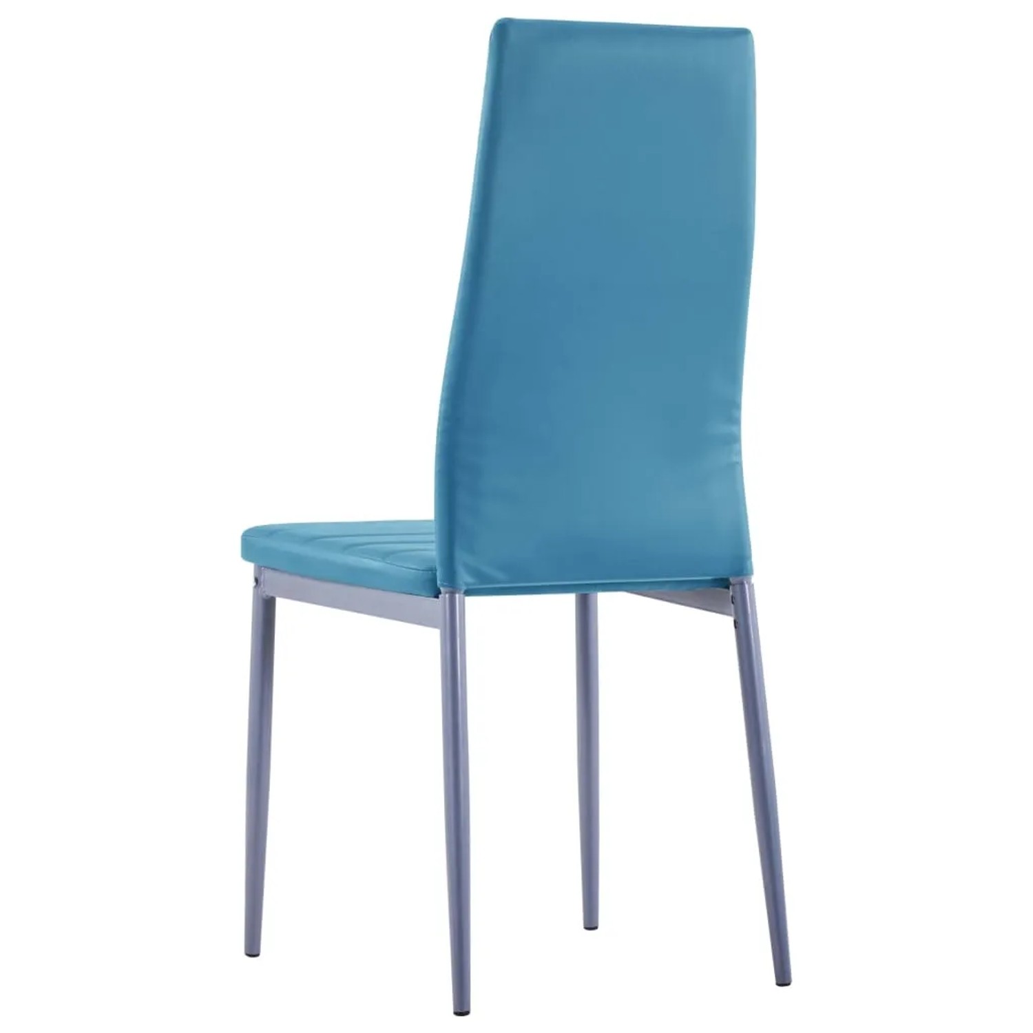Blauer Esszimmerstuhl aus Kunstleder mit Metallbeinen, Teil der vidaXL 5-tlg. Essgruppe.