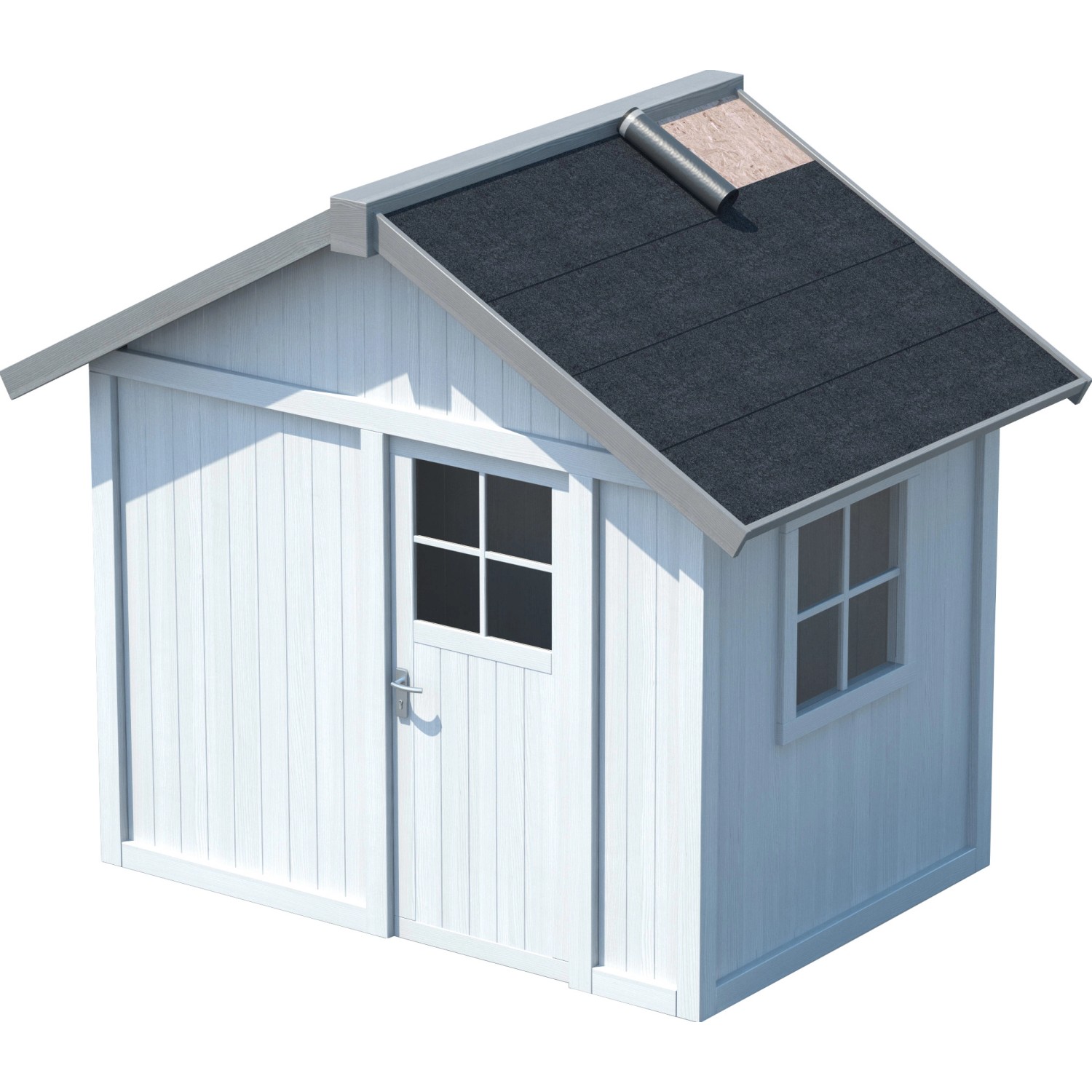Gartenhaus mit schwarzer, selbstklebender Bitumen-Dachbahn (2,5 m²).