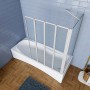 Weißer 4-teiliger Badewannenaufsatz 100x140 cm mit Seitenwand aus ESG-Glas.