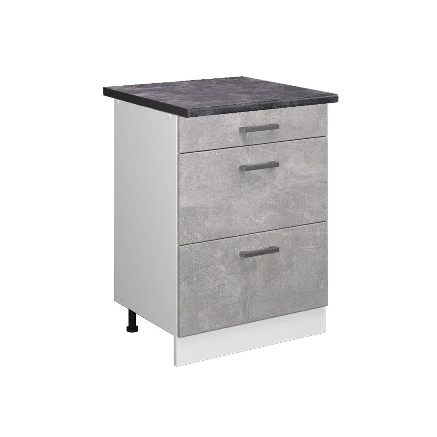 Vicco Küchenunterschrank R-Line Beton Weiß 60 cm mit Schubladen AP Anthrazit
